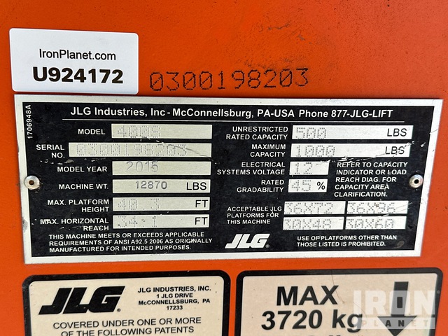 ELEVADOR TELESCóPICO 2015 JLG 4WD 400S