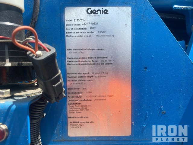 ELEVADOR ARTICULADO 2017 GENIE Z3020N