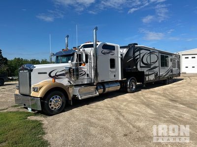 2014 Kenworth W900 S/A Day Cab Truck Tractor /W Cyclone Travel Trailer