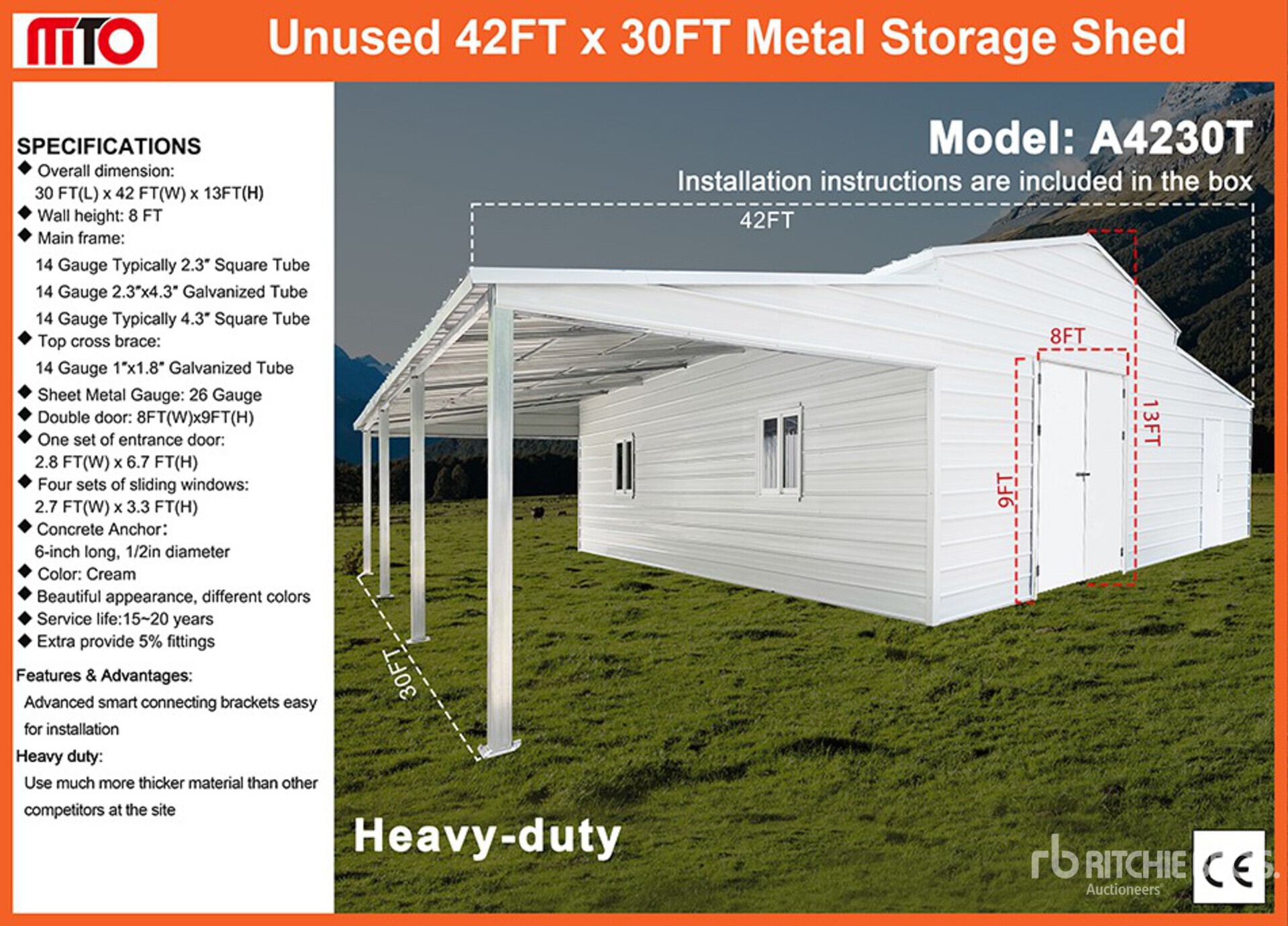 2025 AllMetal A4230T Metal Shed (Unused)