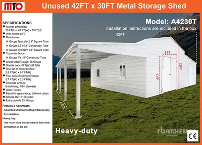 2025 AllMetal A4230T 42 ft x 30 ft Metal Shed (Unused)
