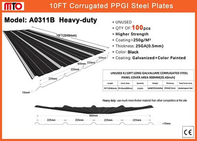 Quantity of (100) 2025 AllMetal A0311B Corrugated PPGI Steel Sheets Plaques d'acier (Unused)