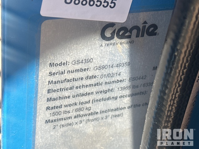 ELEVADOR TIJERA 2014 GENIE GS4390