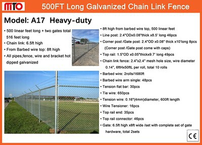 2025 AllMetal A17 500 ft x 6 ft 6 in Galvanized Chain Link Fencing (Unused)