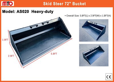 2025 AllMetal AS020 72 in General Purpose Skid Steer Bucket (Unused)