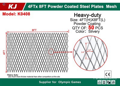 Quantity of (50) 2025 KJ K0408 Powder Coated Steel Plates Mesh Divers  (Unused)