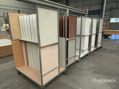 Quantity Of (5) Custom Fabricated Joinery Storage Trolleys Divers
