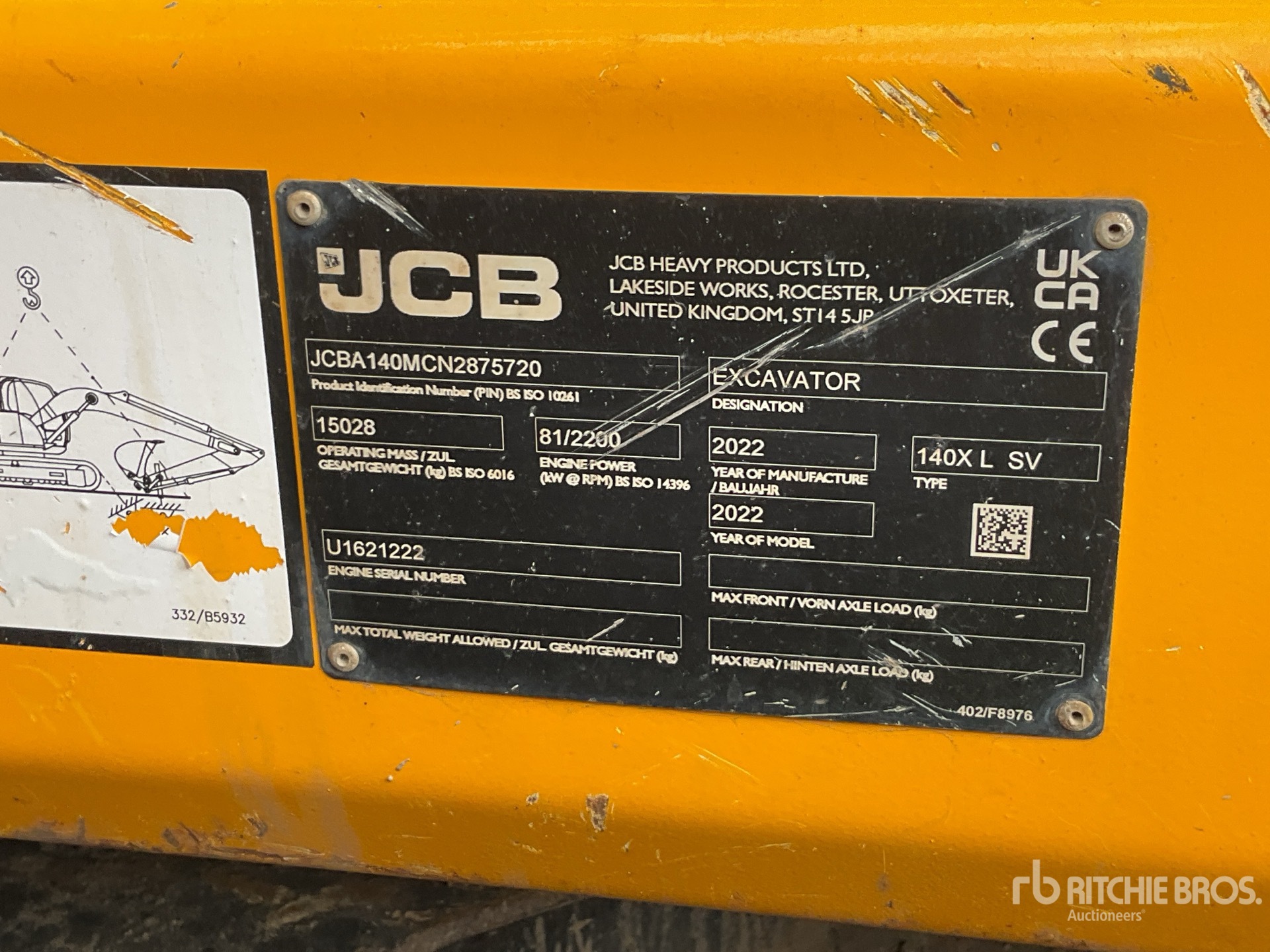 2022 JCB 140XLSV Excavatrice sur chenilles
