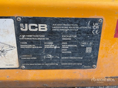 2022 JCB 140X LSV Tracked Excavator