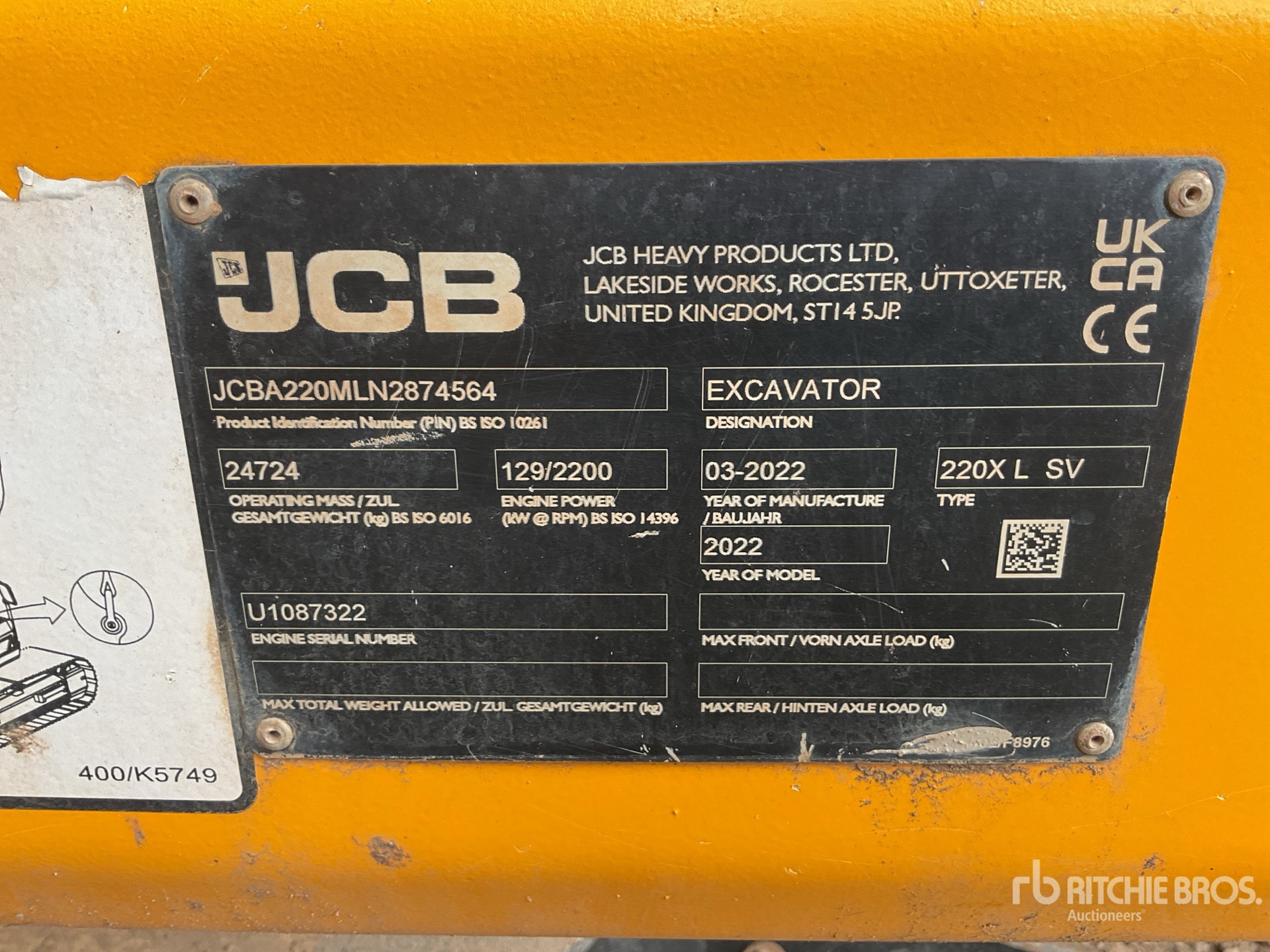 2022 JCB 220X LSV Pelle Hydraulique sur Chenilles