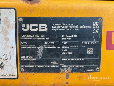 2022 JCB 220X L Pelle Hydraulique sur Chenilles