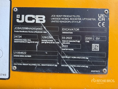 2022 JCB 220X LC MONO SV Kettenbagger
