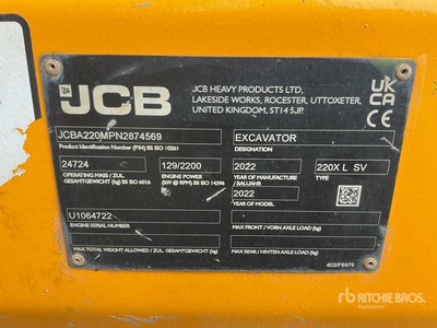2022 JCB 220X LSV Tracked Excavator