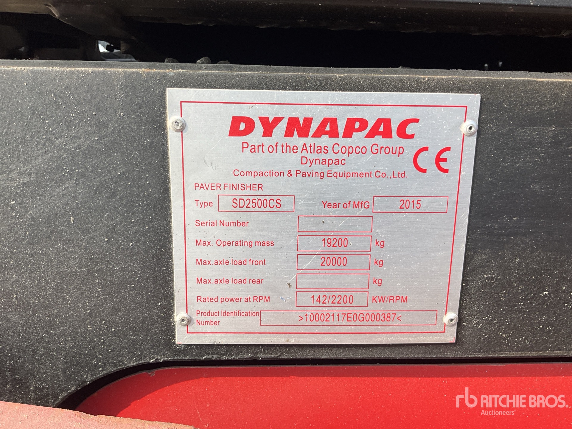 2015 Dynapac Sd2500cs Track Extendedora de Asfalto