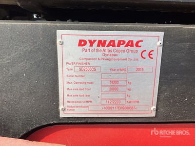 2015 Dynapac Sd2500cs Track Extendedora de Asfalto