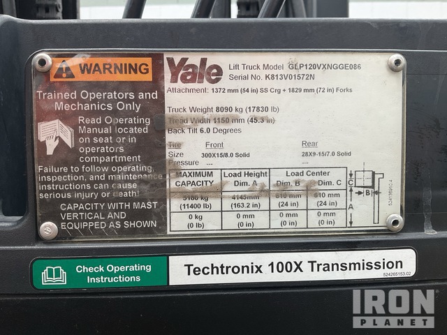 MONTACARGAS 2015 YALE GLP120VXNGGE086