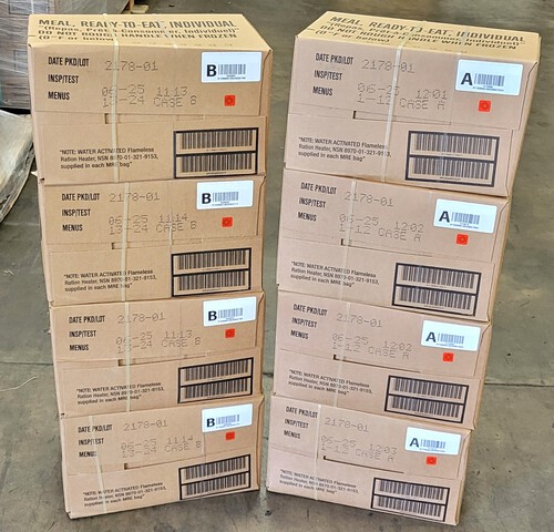 (8) Cases of Genuine U.S. G.I. Military MRE'S (Meals ready to Eat)