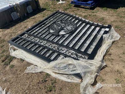 14 ft x 7 ft 5 in Wrought Iron Bi-Parting Driveway Gate (Unused)