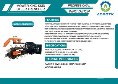 2025 Mower King ECSSCT72 60 in Skid Steer Trencher (Unused)