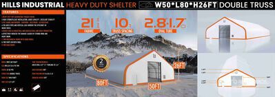 2025 HIlls Industrial 805026 50 ft x 80 ft x 26 ft Storage Building (Unused)