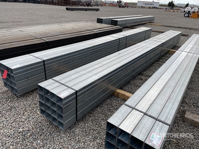 Quantity of (1) Bundles of 4 in Square 12 Gauge Galvanized Pipe (Unused)