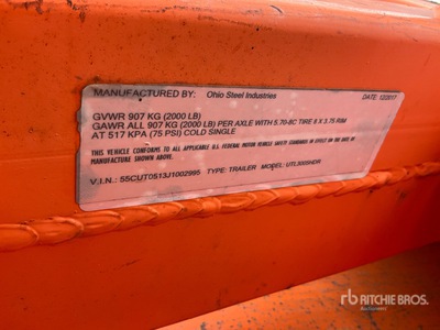 2018 Ohio Steel Industries Utl3005hdr S/A Utility Trailer