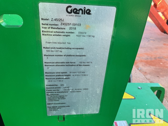 ELEVADOR ARTICULADO 2018 GENIE Z4525J