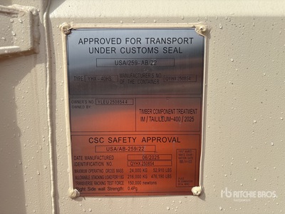 2025 40 Ft One-Way High Cube Storage Container (Unused)