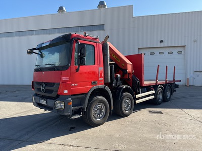 2005 Palfinger PK56002 17420 kg on 2010 Mercedes-Benz Actros 4146 8x4 Camion Plateau Avec Grue Flatbed Truck with Crane