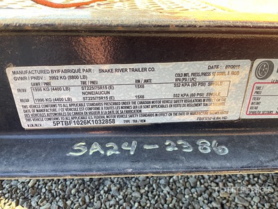 2019 Snake River FB5'X10'-8.8K HD 10 ft T/A Equipment Trailer (Inoperable)