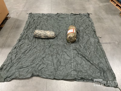 (4) Litefighter Shelter Tents, (3) Combat Shelters, (59) Tarps & Assorted Items