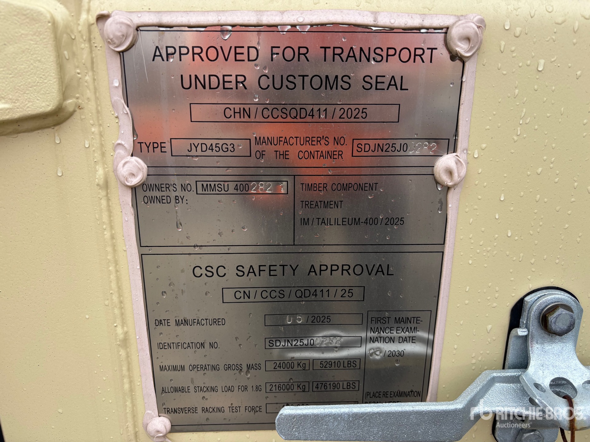 2025 40 Ft One-Way High Cube Storage Container (Unused)