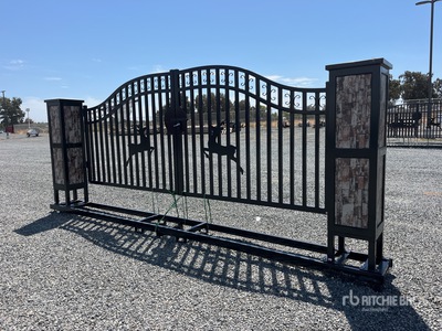 2025 Chery Industrial Gate-E 20 ft x 7 ft 5 in Steel with Faux Stone Driveway Gate (Unused)