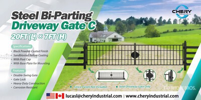 2025 Chery Industrial 20 ft x 7 ft Steel Bi-Parting Driveway Gate (Unused)