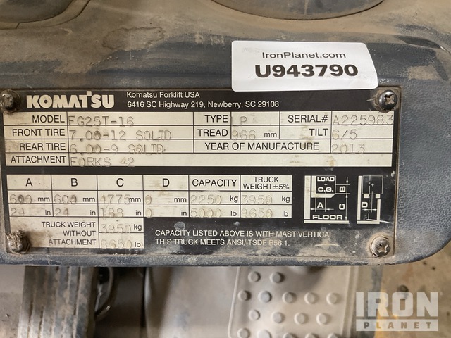 MONTACARGAS 2013 KOMATSU FG25T16