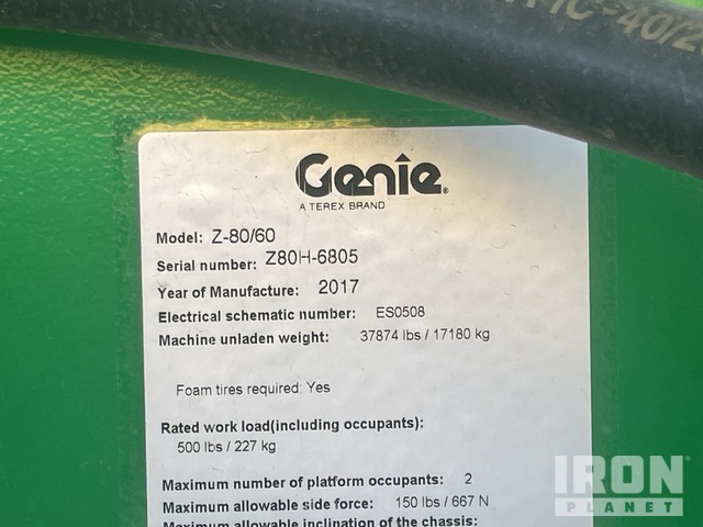 ELEVADOR ARTICULADO 2017 GENIE 4WD Z8060