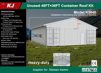 2025 KJ K3640 36 ft x 40 ft Enclosed Storage Canopy (Unused)