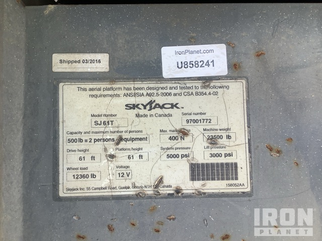 ELEVADOR TELESCóPICO 2016 SKYJACK 4WD SJ61T