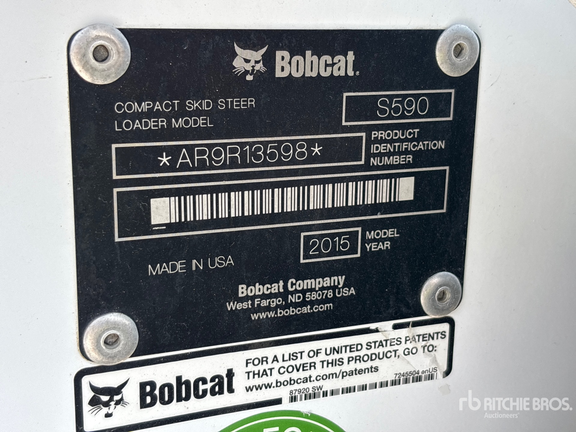 2015 Bobcat S590 Two-Speed Chargeuse à direction à glissement