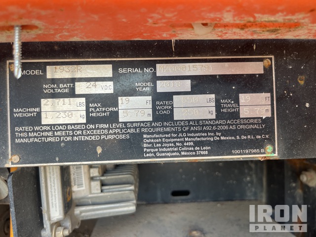 ELEVADOR TIJERA 2018 JLG 1932R