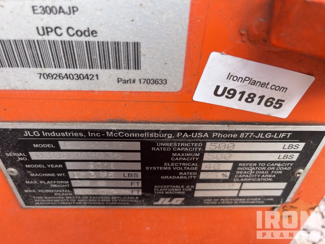ELEVADOR ARTICULADO 2016 JLG E300AJP