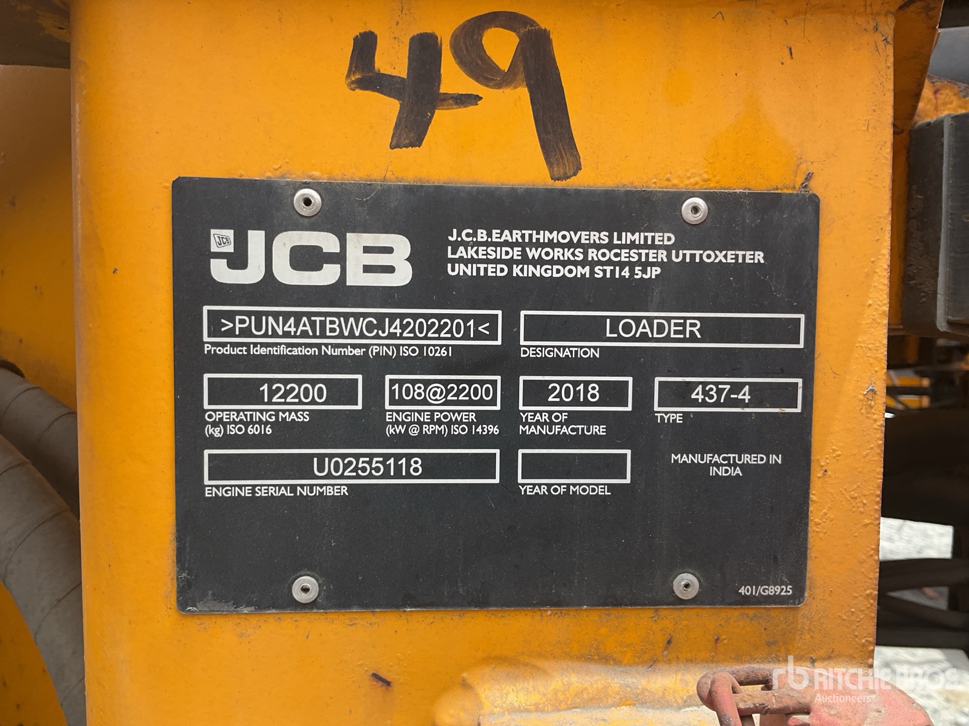 2018 JCB 437-4 Wheel Loader