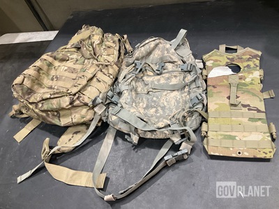 (71) Hydration System Carriers, (10) Assault Packs & Assorted Items