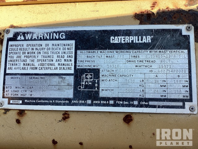 MONTACARGAS 1996 CATERPILLAR V80F