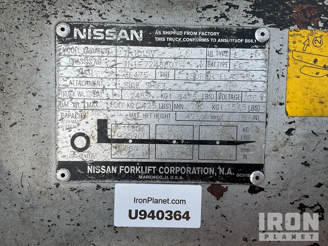MONTACARGAS ELéCTRICO NISSAN 1N1L15Y