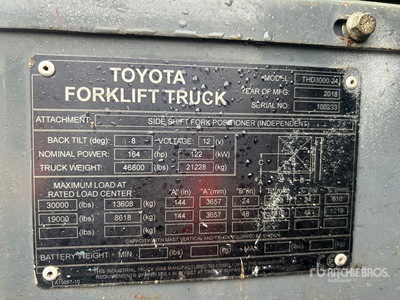 2018 Toyota THD3000-24 Forklift