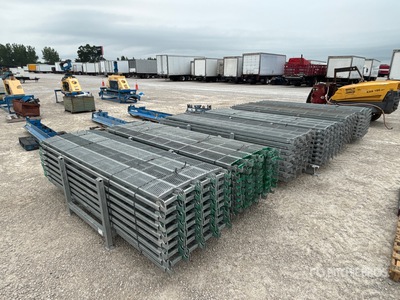 Quantity of (6) Racks of Steel 10 ft x 9 in Scaffolding Blasting Pans