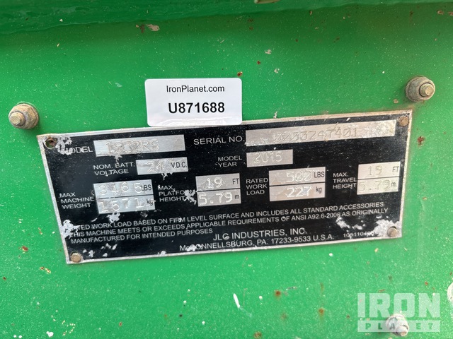 ELEVADOR TIJERA 2015 JLG 1932RS