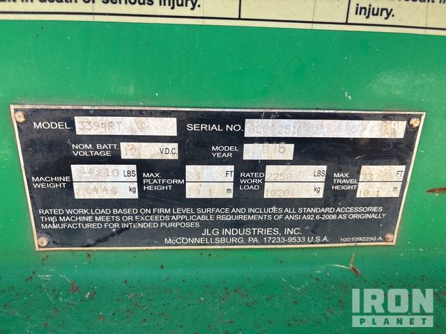ELEVADOR TIJERA 2016 JLG 3394RT