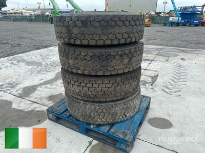 Quantity of (4) Bulldog 295/80R22.5 Tires & Wheels